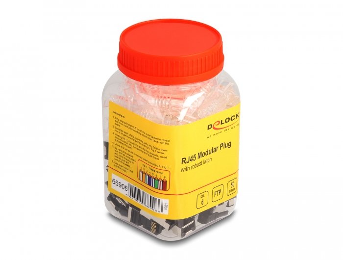 RJ45 Modularer Plug With Robuster Rastnase CAT.6 And Knickschutztülle 50ER Set