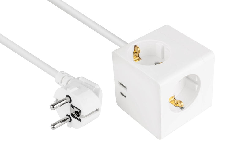 Cablemeister Steckdosenwürfel With 2M Zuleitung 3X Schuko 1x USB-C 20W PD 3.0 USB-A 18W White