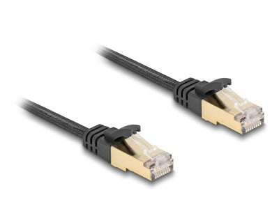 Delock RJ45 Network Cable Flat Trenzado CAT.6A S/FTP Male 2M Black — image 1