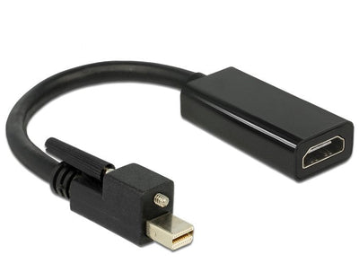 Delock Adapter Mini DisplayPort 1.2 Male With Screw HDMI Female 4K Activo Black — image 1