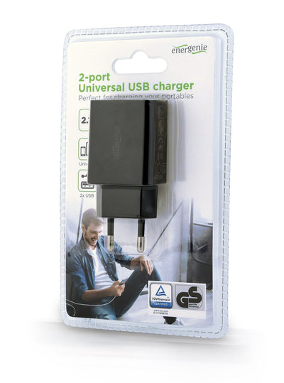 Energenie EG-U2C2A-03-BK Charger 2 Ports USB 2.1A Black — image 1
