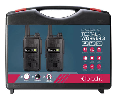 Albrecht Walkie Talkie Tectalk Worker 3 Pack 2 Radios With Chargers And Dos Micro Headphones — image 1