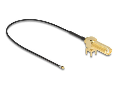 Delock 12028 Antenna Cable Sma 90° Pcb Mampara Female a I-pex Inc., Mhf® 4L Male 1.13 25CM Length Hilo 15MM — image 1