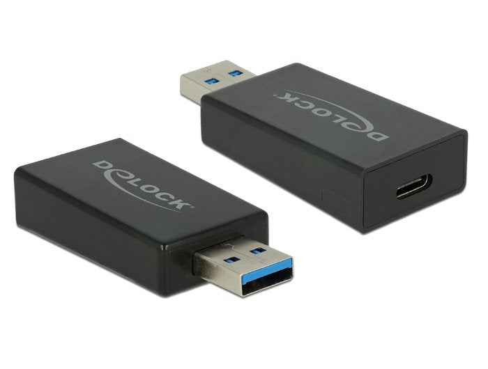 Delock Adapter USB 3.1 Gen 2 Typ-a Male USB Type-c Female Activo Black