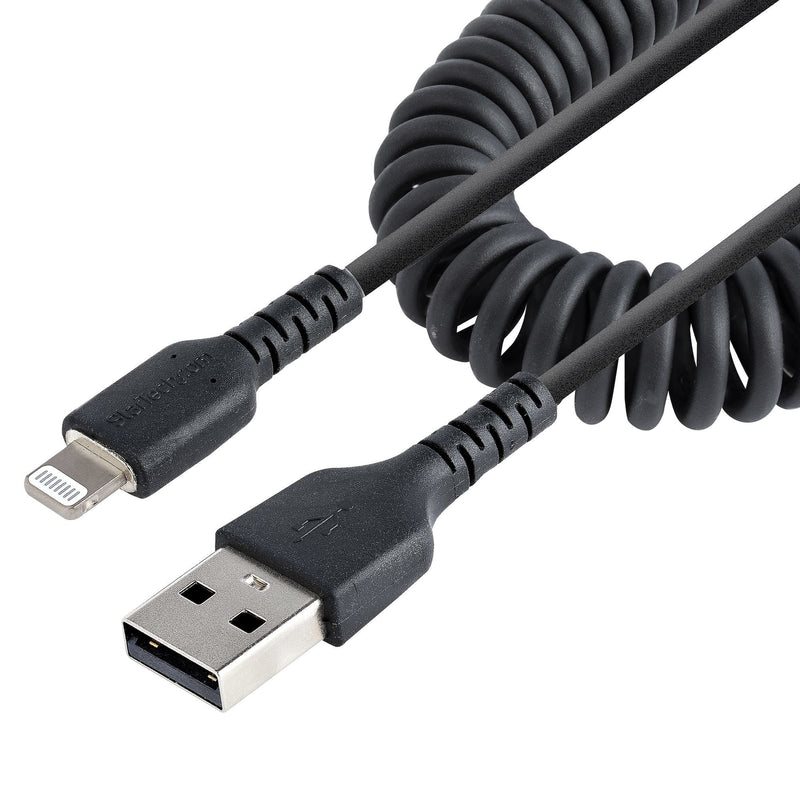 USB To Lightning Cable - 1M Cabl (3.3FT) Coiled Cable Black