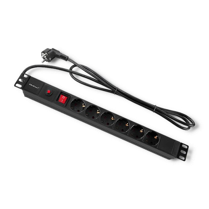 Qoltec Power Strip Antisobretensiones Cb Cabinet Rack 19 1U 16A Pdu 6XSCHUKO 2M