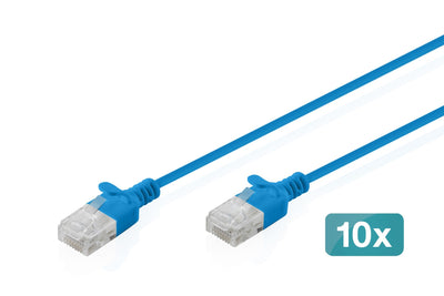 CAT.6 U-UTP Slim Network Cable, 0,5M, Blue 10 Pcs — image 1