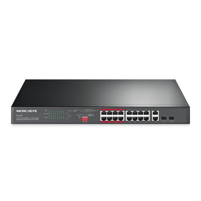 Mercusys Switch No Gestionable MS118CP 18P 16x RJ45 100Mbps PoE + 2X1Gbps 2XSFP 1Gbps Enrackable — image 1