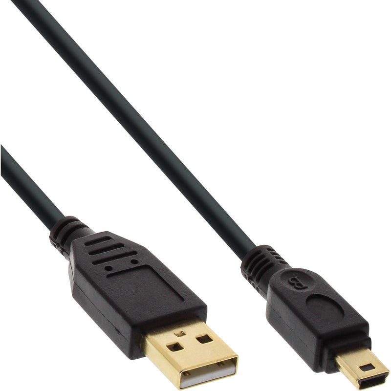 Inline USB 2.0 Mini Cable Type a Male a Mini-b Male 5 Pines Black / Gold 5M