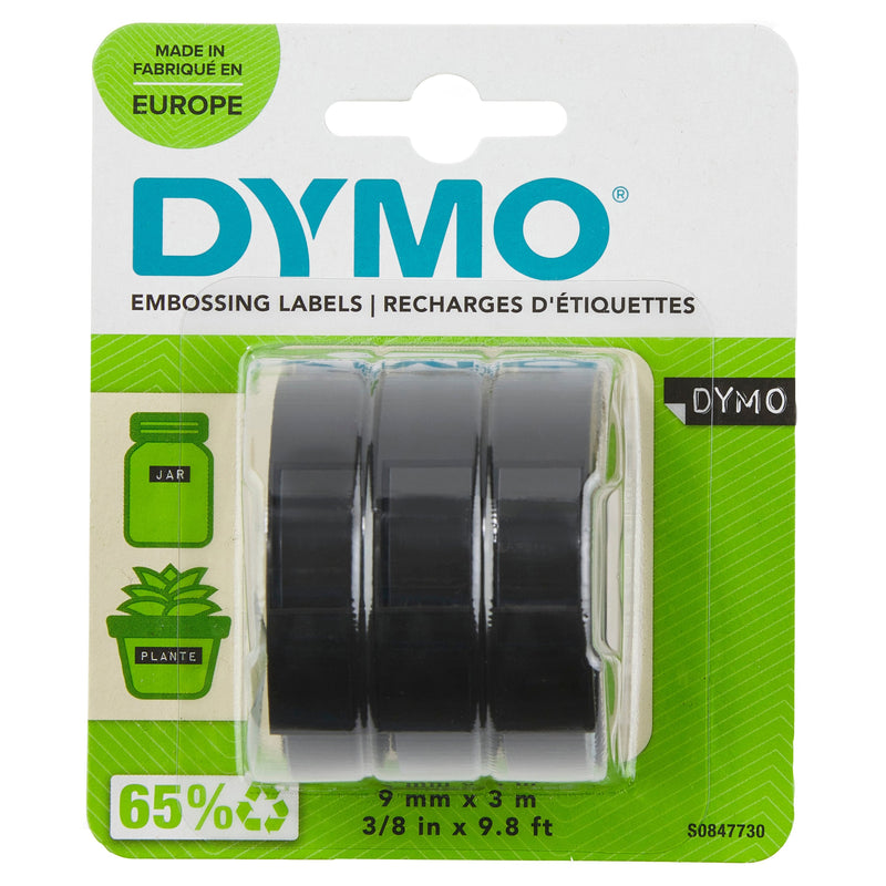 Dymo Tape Tradicional 84773, 9MMX3M Black Blister 3 Units