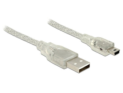 Delock USB Cable 2.0 Typ-a Male USB 2.0 Mini-b Male 1M Transparent — image 1