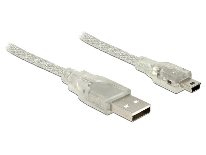 Delock USB Cable 2.0 Typ-a Male USB 2.0 Mini-b Male 1M Transparent