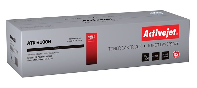 Activejet Toner ATK-3100N (reemplazo Kyocera TK-3100 - Supreme - 12,500 Páginas - Black
