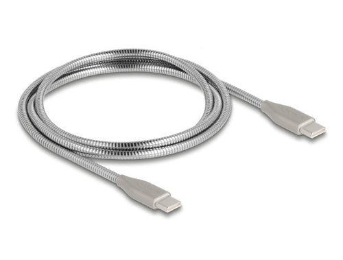 Delock USB-C USB Cable 2.0CON Metallmantel USB Type-c Connector Male a Male PD 3.0 60W 1M Silver — image 1