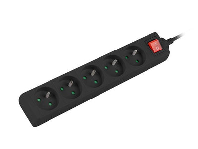 Lanberg Power Strip PS1-05E-0300-BK 5 Sockets Schuko 2500W Black PS1-05E-0300-BK — image 1