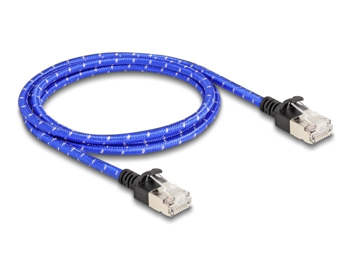 Delock 80377 RJ45 Network Cable Trenzado CAT.6A U/FTP Slim 1M Blue