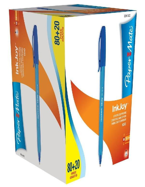 Paper Matte Inkjoy 100 Cap Pen Triangular Blue Box Of 80 + 20 — image 1