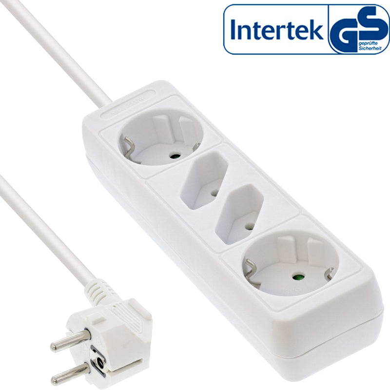 Inline Power Strip 4 Sockets 2X Type F + 2X Euro With Security Children White 1.5M