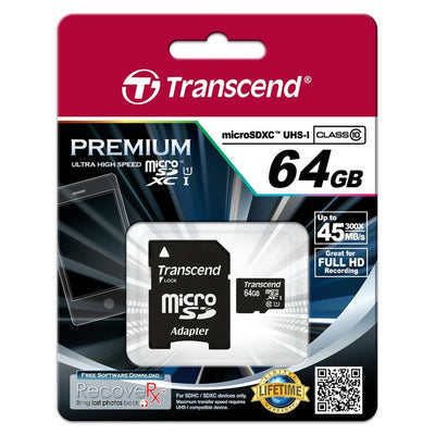 Transcend microSD 64GB CLASE10 400X With Adapter a SD — image 1