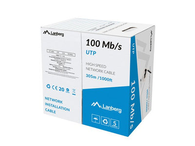 Lanberg LAN Cable UTP CAT.5E 305M Solid Cca Black — image 1