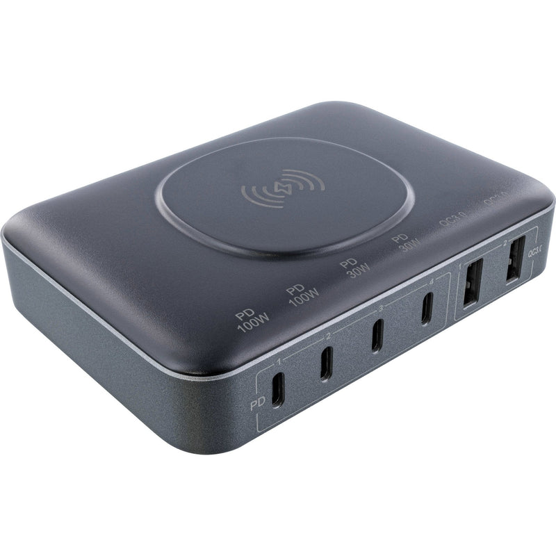 Inline® Qi Powerstation Multiport, Power Supply, Charger, 4x USB Type-c, 2x USB Type a, GaN, 100W, Wireless Ch