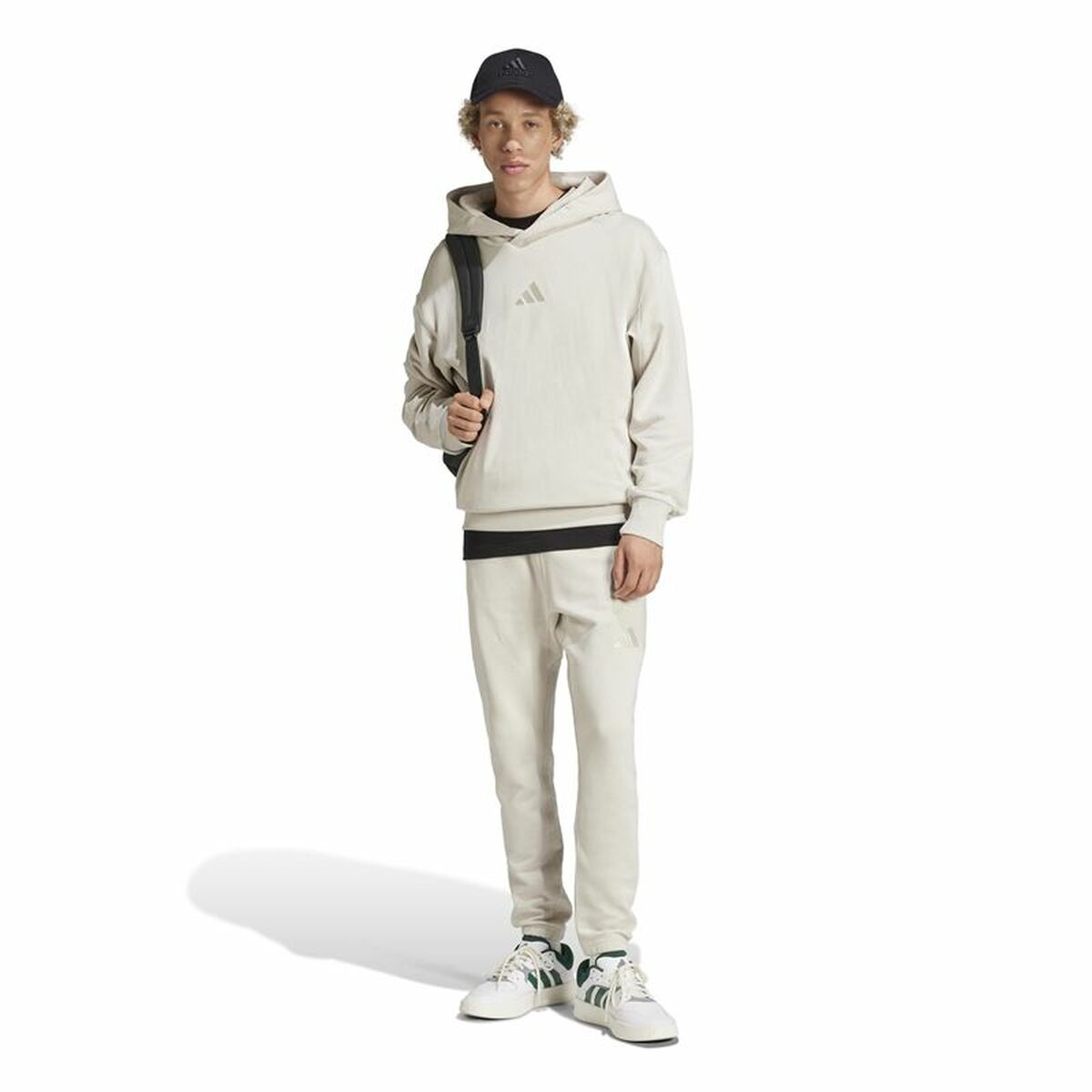 Long Sports Trousers Adidas All Szn French Terry Regular Tapered White Beige Men