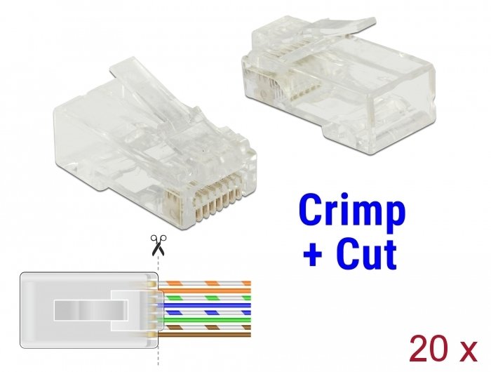 Delock 86451 Connector RJ-45 Transparent Plug Transparent RJ-45, Transparent Policarbonato, CAT.5E, U/UTP (UTP
