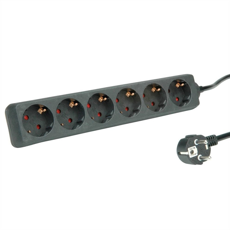Roline 6-VÍAS Power Strip Plugs Without Switch Black 1,5M
