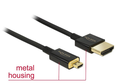 Delock HDMI Cable a Male HDMI Micro D Male High Speed With Ethernet 3D 4 — image 1