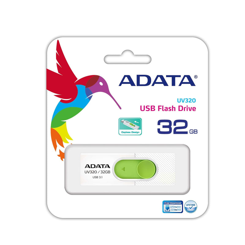 ADATA USB Flash Drive UV320 32GB USB Type a 3.2 Gen 1 (3.1 Gen 1) Green White