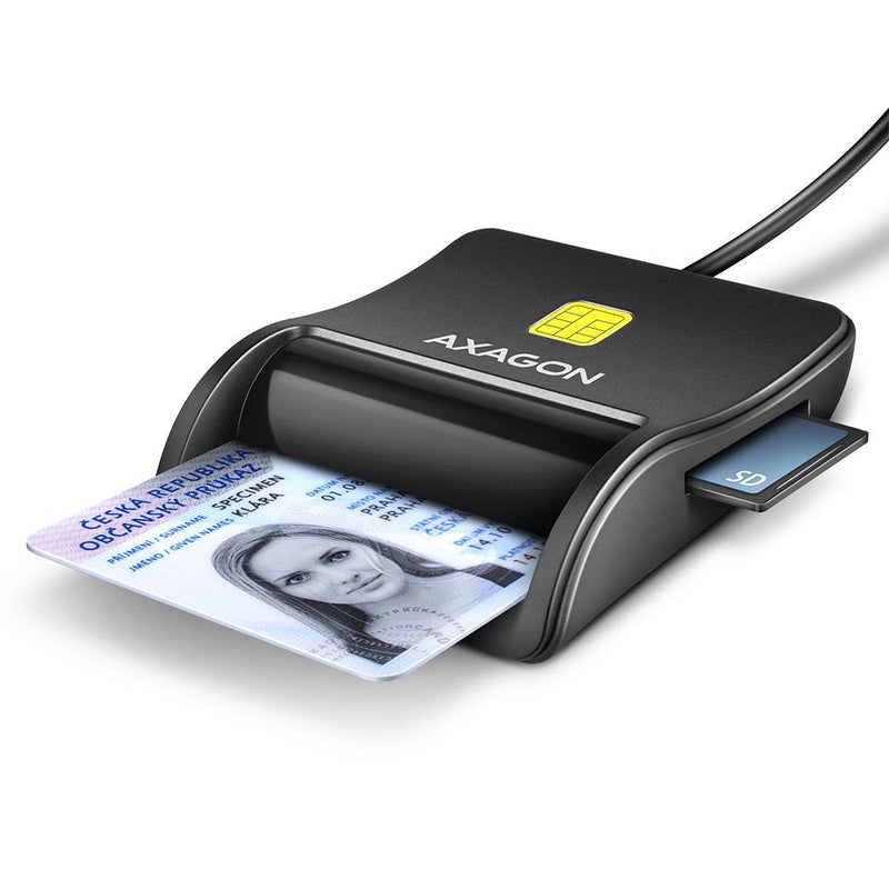Axagon CRE-SM3SD USB Smart Card & SD/microSD/SIM Flat Reader Card Smart Indoor USB 2.0 Black