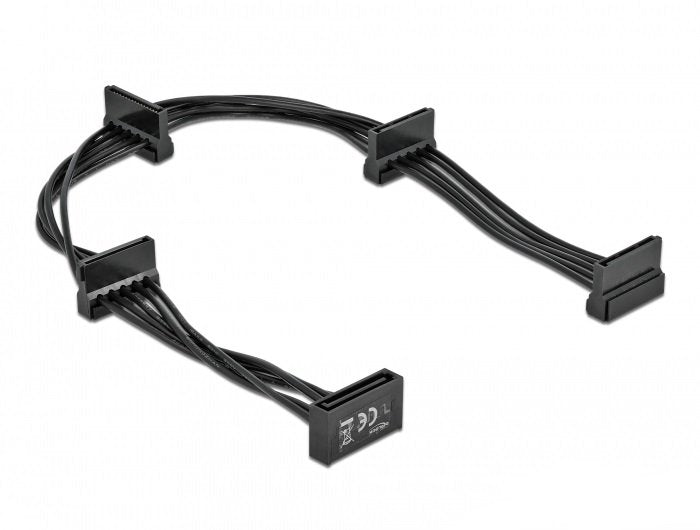 Delock Cable Power SATA 15 Pin Male 4 X SATA 15 Pin Female 40CM Black