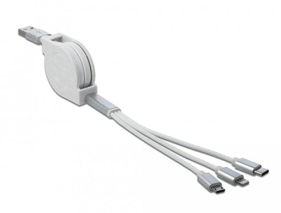 Delock 85850 USB Cable 0,98M 2.0 USB a USB C/Micro-usb B/Lightning Silver White — image 1