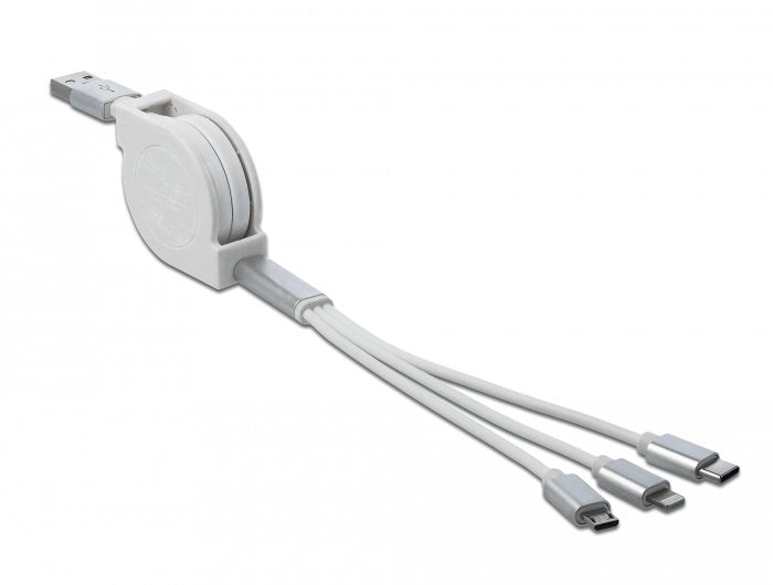 Delock 85850 USB Cable 0,98M 2.0 USB a USB C/Micro-usb B/Lightning Silver White