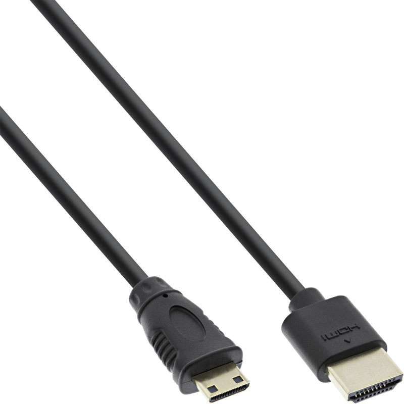 Inline HDMI Cable With Ethernet Type a C Male Súper Slim Black / Gold 1,8M
