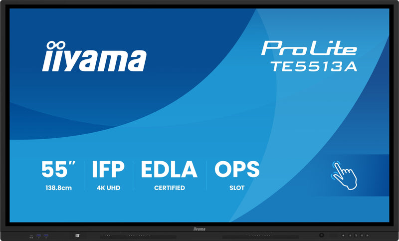 Iiyama 138,8CM 54,6 (3840X2160) Prolite TE5513A-B3AG 16:9 4K IPS 8MS HDMI DisplayPort USB-C USB LAN RS232 VESA