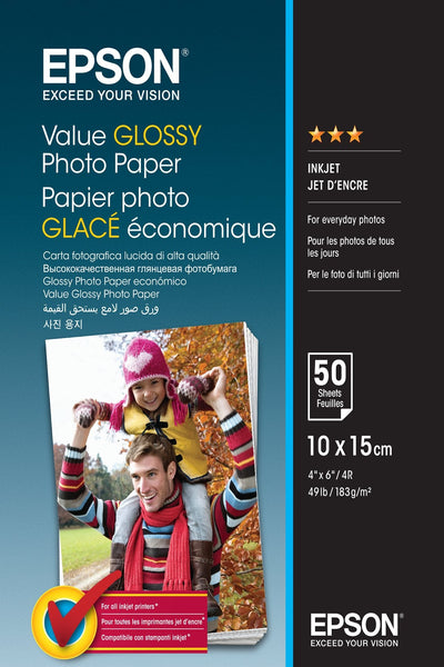 Epson Value Glossy 100 X 150MM 183G/M² 50 Hoja(s) Paper Fotográfico Glossy Epson L382 L386 L486 Expression Hom — image 1