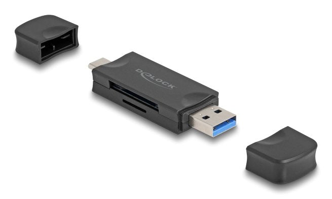 Delock Card Reader USB 5Gbps USB Type-c™ Type a SD And microSD Speicherkarten Black
