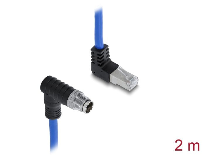 Delock M12 Cable X-kodiert 8 Pin St a RJ45 St 2M Blue