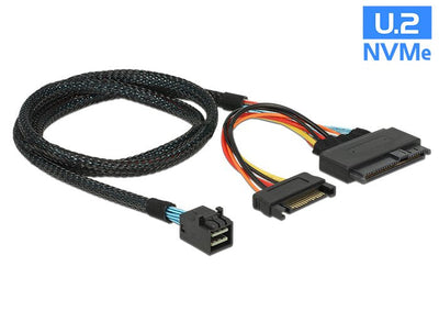 Delock 84821 Cable SFF-8643 Male U.2 SFF-8639 Female + Power SATA 75CM — image 1