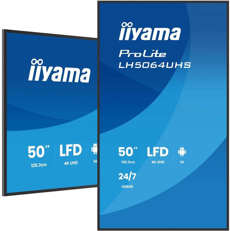 Iiyama LH5064UHS-B1AG Pantalla Plana Señalización Digital 127CM (50) Wi-Fi 500 Cd / M² 4K Ultra HD Negro Android