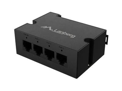 Lanberg Switch PoE Ext DIN-GE4-BT-90W 1XIN 3XOUT Din Rail Bt 90W Metal Clips — image 1