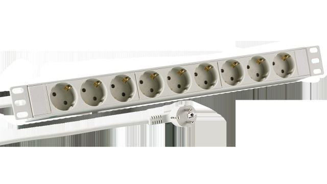 Efb 19 1HE Power Strip Plugs 9 X Cee 7 3 Without Switch Im Perfil Aluminium Grey