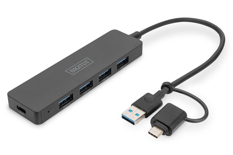 Digitus USB 3.0 Hub 4-PORT Slim, USB-C Adapter 0,2M Cable