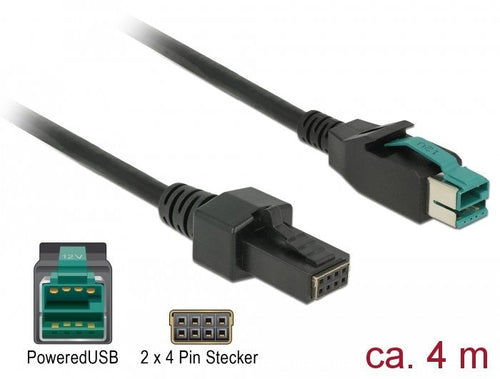 Delock Poweredusb Cable Connector Male 12V 2 X 4 Pin Connector Male 4M Pos Printer And Terminals — image 1