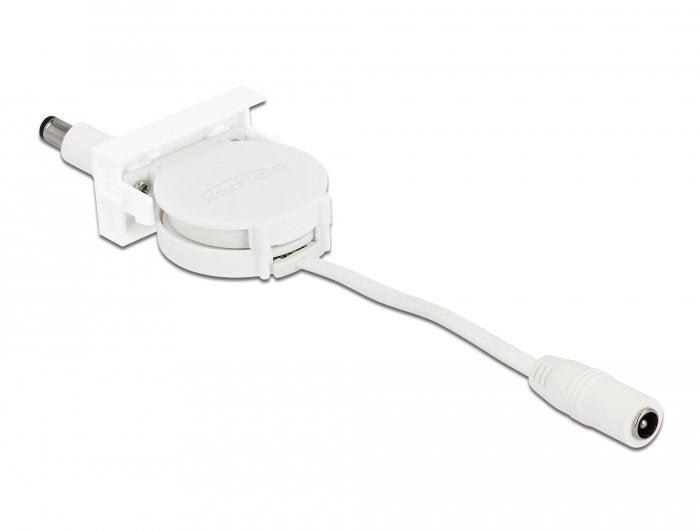Delock Easy 45MÓDULO Power Cable Desenrollable DC 5,5 X 2,1MM Connector Female Connector Male White