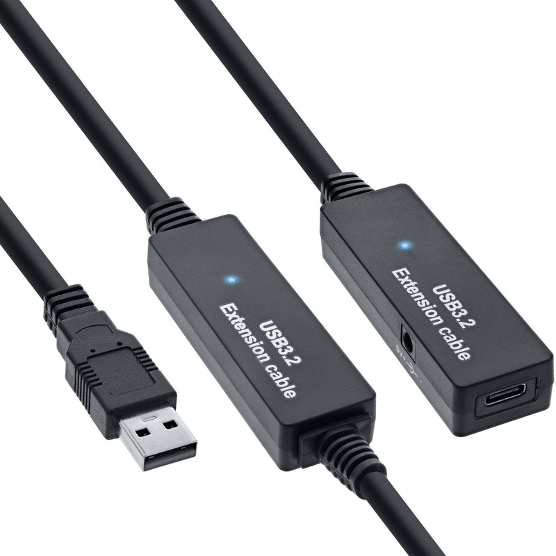 Inline® USB 3.2 GEN.1 Active Extension, USB-A Male a USB-C Female 10M
