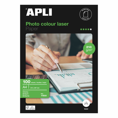 Apli Paper Fotografico Colour Laser A4 210G 100 Hojas — image 1