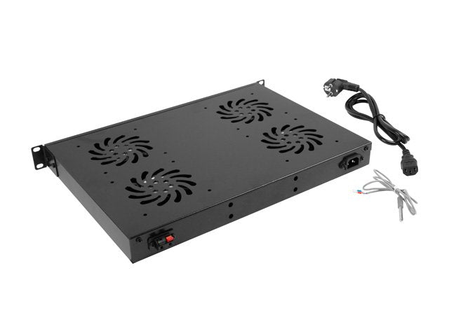 Lanberg Panel Ventilación Enracable AK-1503-B LCD 4 Fans + Thermostat 1U Diseñado Armarios 19'(48.26CM)