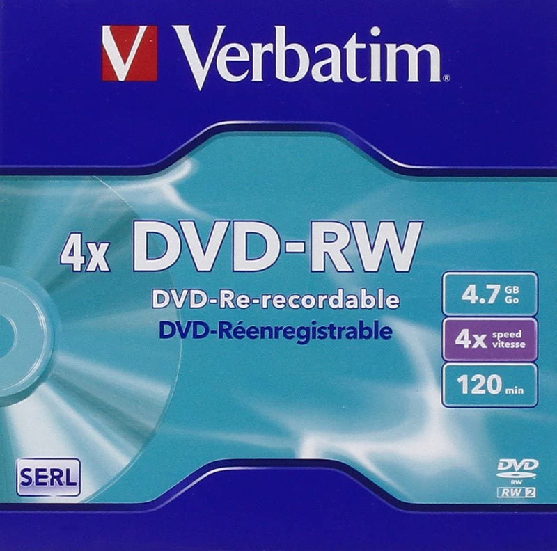 Verbatim Dvd-rw, 4.7GB, 4X, 5 Pack Jewel Case, Surface Matt Silver